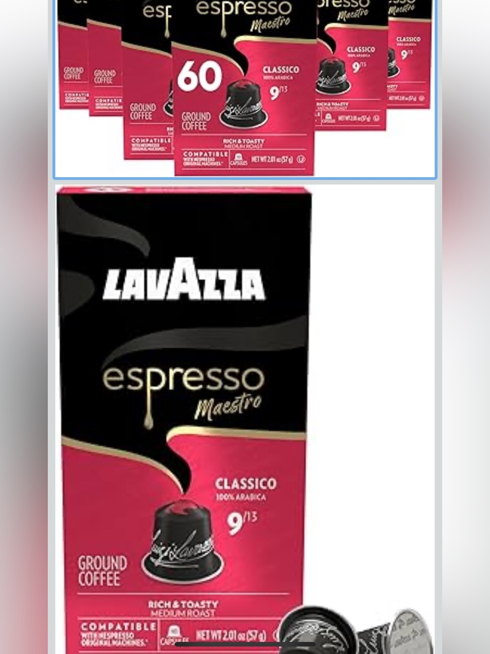 Lavazza Espresso Maestro Classico Aluminum Capsules Compatible with Nespresso